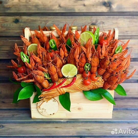 Мужской букет из раков. Букет из морепродуктов