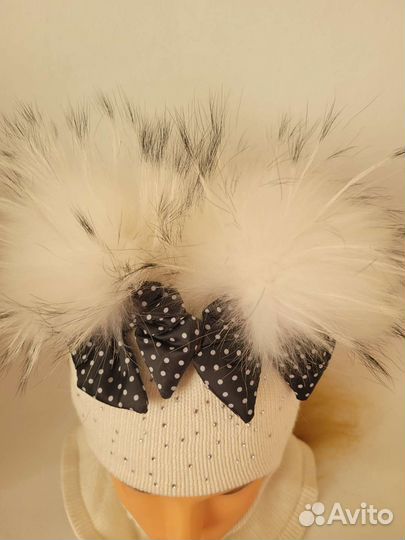 Шлем для девочки шерстяной зимний 50-52