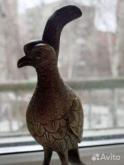 Бронзовая птица гравюра 1900год Франция