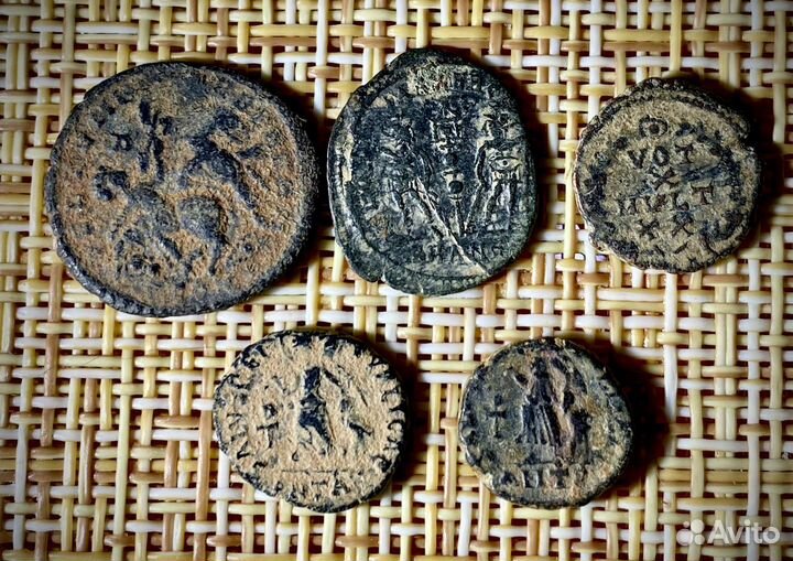 5 бронзовых монет Римской Империи оригинал