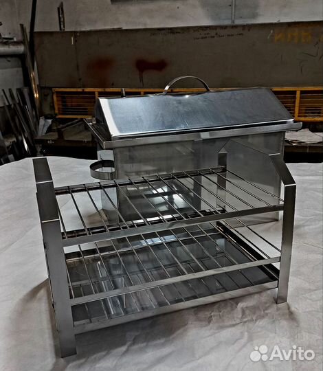 Коптильня горячего копчения из нержавейки 40х25х25