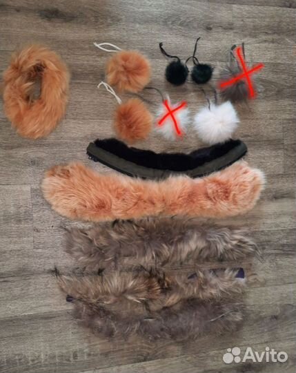 Опушка меховой воротник и помпоны