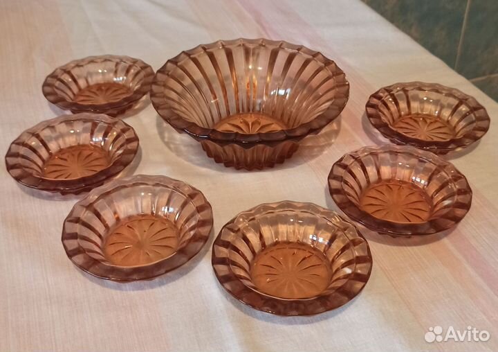 Вазочка/конфетница и 6 розеток СССР