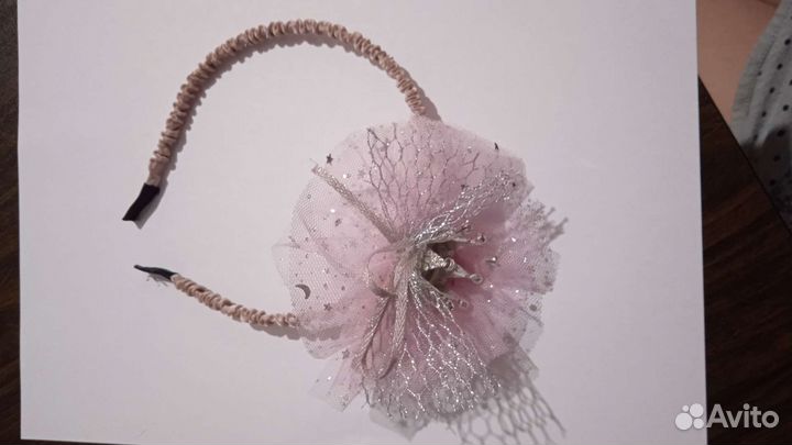 Ободок- корона пудровый