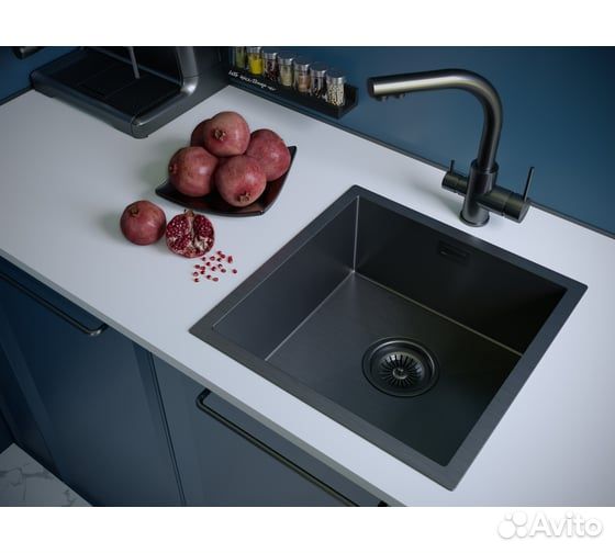Мойка для кухни paulmark Aller (PM904444-GM) Сталь Воронёная