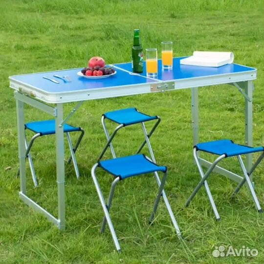 Стол складной походный усиленный + 4 стульчика