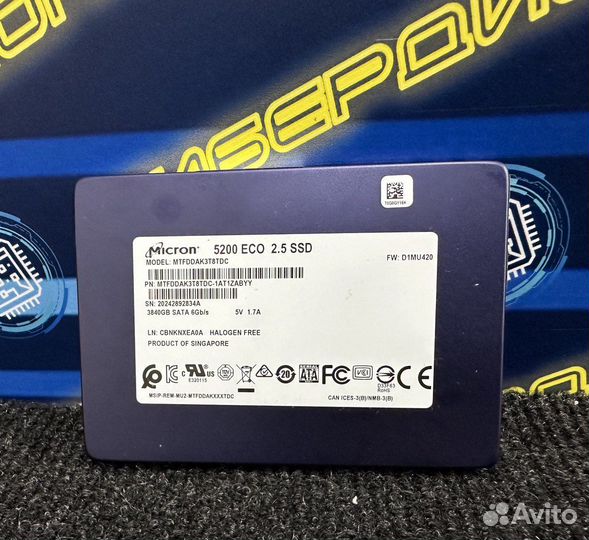 SSD-накопитель Micron mtfddak3T8TDC 3840GB