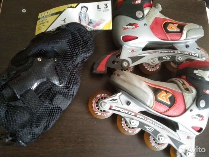 Коньки роликовые в комплекте с новой защитой