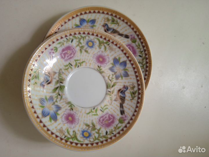 Блюдца,тонкий фарфор с позолотой