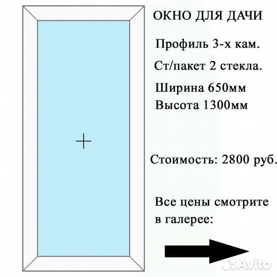 Окно пвх для дачи 1,3*1,3м с одной створкой