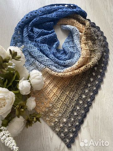 Бактус, шаль, платок ручная работа