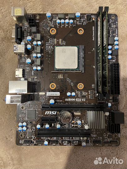 Материнская плата fm2+ с процессором и памятью