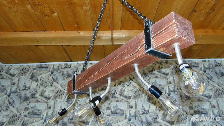 Люстра деревянная шпала