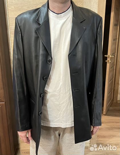 Мужской кожаный пиджак р-р 50-52