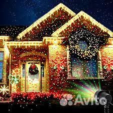 Лазерный проектор для дома и улицы. Новогодний