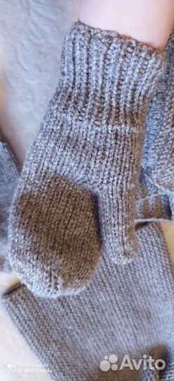 Вязаный новый комплект шапка снуд варежки