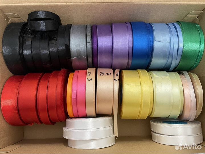 Атласные ленты 33 метра (6,12,25 мм)