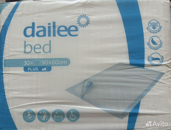Пеленки dailee bed plus 60х90 30 штук