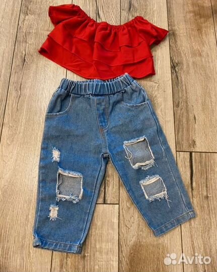 Джинсы детские и топ