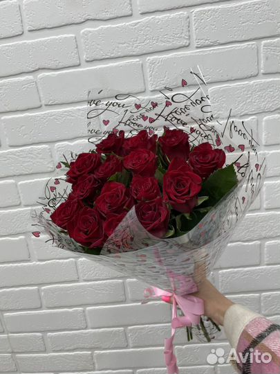 Букет свежих роз 15 шт