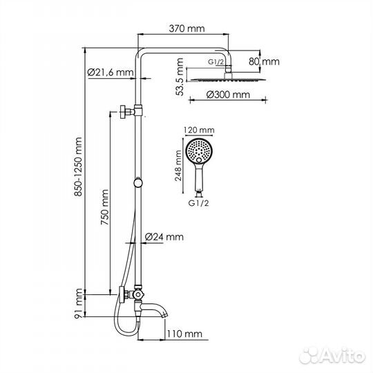 Душевая система wasserkraft A188.263.207.PG Thermo