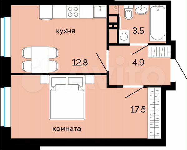 1-к. квартира, 38,7 м², 21/25 эт.