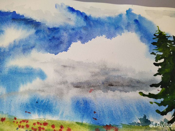 Акварельная картина пейзаж А3 