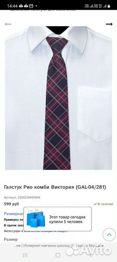 Галстук школьный sky lake