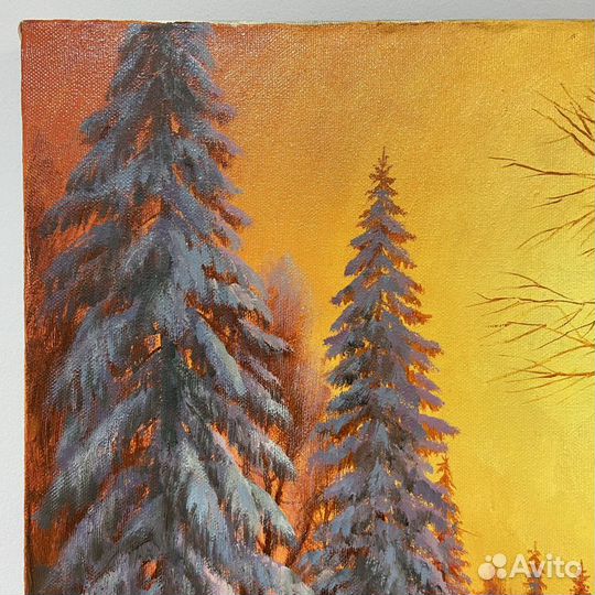 Картина В зимнем лесу 100х70 см Художник Петряшев