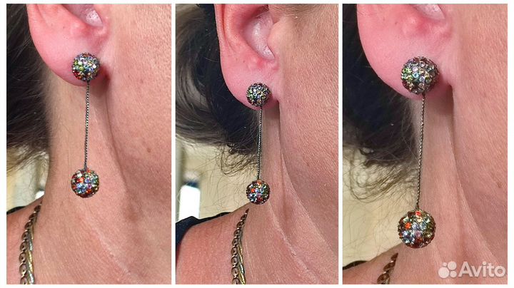 Длинные серьги гвоздики с пр камнями 9,58 гр, 925