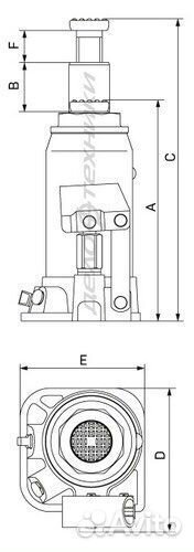 Домкрат бутылочный 181-345 мм 2 тонны