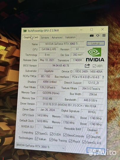 Видеокарта RTX 3060ti 8gb Gigabyte Gaming
