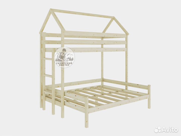 Двухъярусная детская кровать из дерева