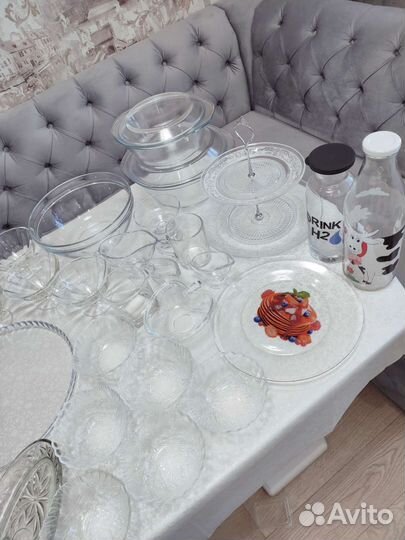 Посуда стеклянная креманки салатники блюдо пиалки