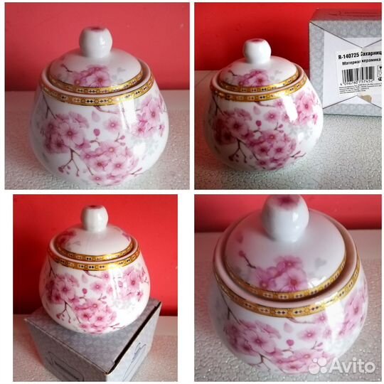 Чайная пара сахарница тарелка посуда салфетница