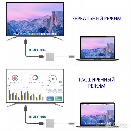 Адаптер для Macbook 3 в 1 Type-C USB hdmi 4K