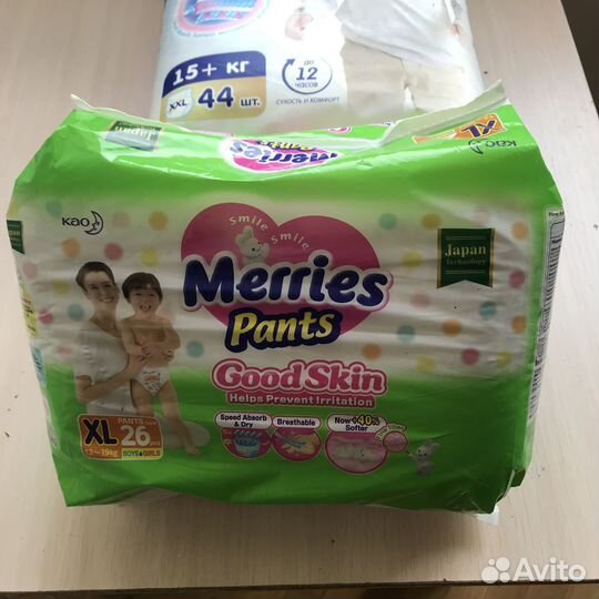 Памперсы Merries XL и Китайские XXL