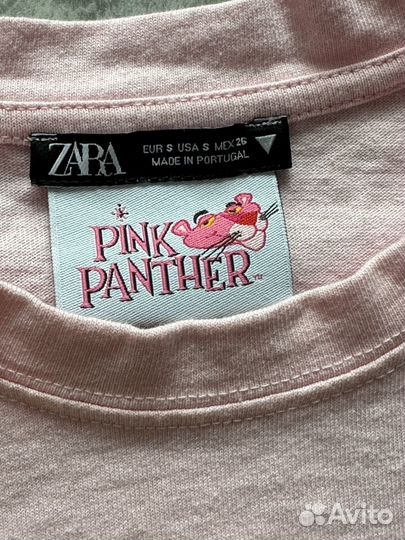 Футболка кроп топ укороченная zara x pink panther