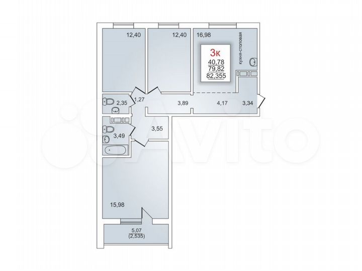 3-к. квартира, 80,9 м², 6/10 эт.