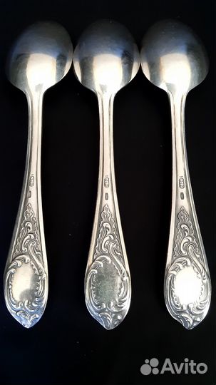 Серебряная чайная ложка 875 проба Клеймо зiд.3 шт