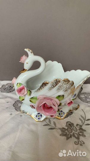 Антиквариат Конфетница Лебедь фарфор Япония