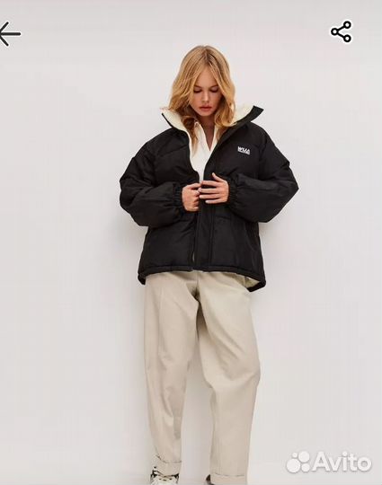 Куртка оверсайз двухсторонняя унисекс,чёрная L