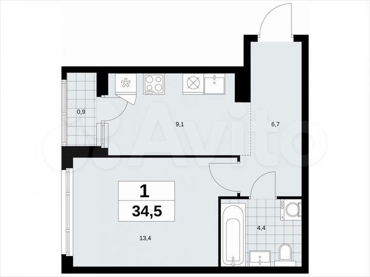 1-к. квартира, 34,5 м², 5/14 эт.