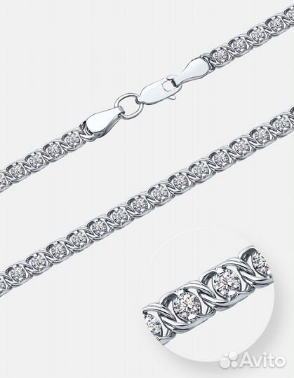 Браслет женский с фианитами Санта-Фе 925/ р. 16