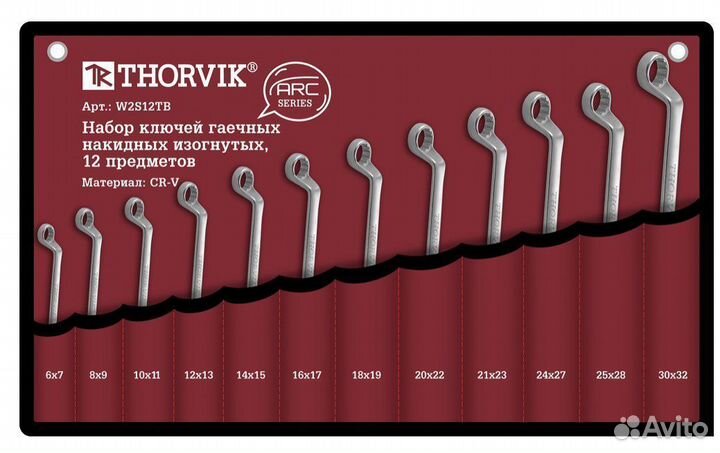 Набор ключей гаечных накидных изогн. серии ARC в с