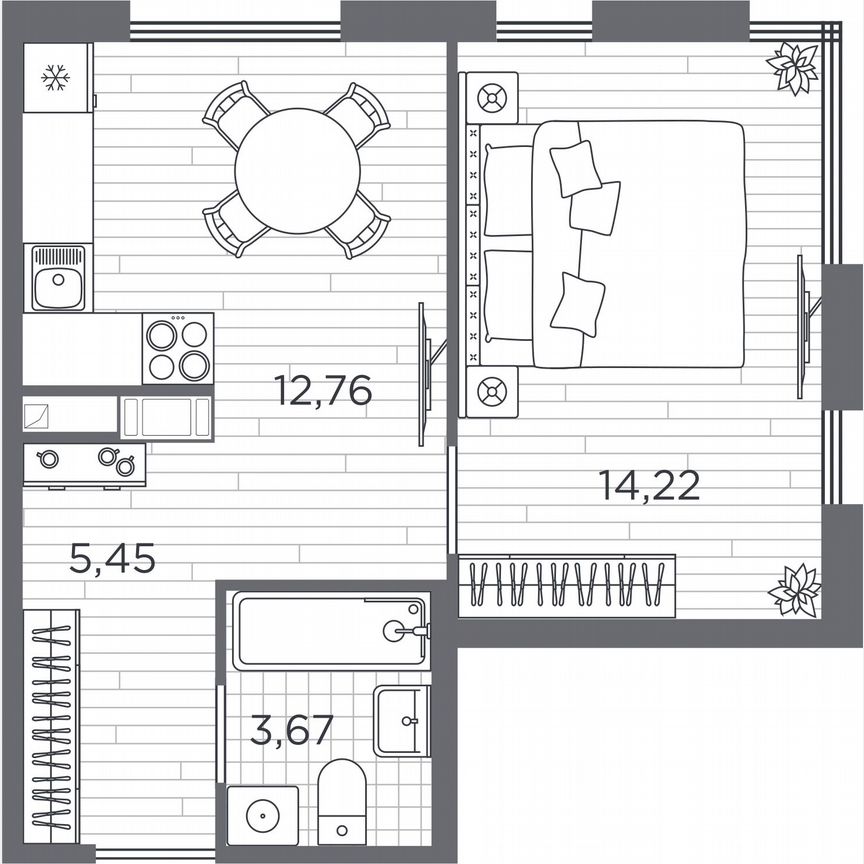 1-к. квартира, 36,1 м², 3/5 эт.