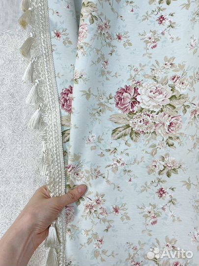 Шторы Натуральный Хлопок / Нежно-голубой