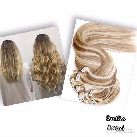 Натуральные волосы на заколках