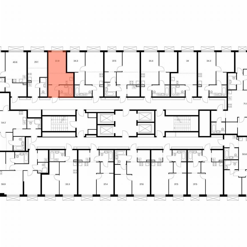 Квартира-студия, 22,9 м², 20/30 эт.