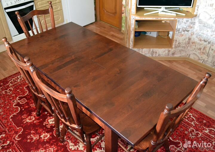 Стол обеденный раздвижной со стульями б/у
